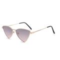 Triangle sunglasses with gold metal frame and purple gradient lenses for a punk look - Gold Frame Gray Pink Lens