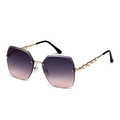 Chic rimless hexagonal sunglasses for women with purple-to-pink gradient lenses - Gold Frame Gradient Gray Pink
