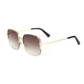 Fashion square sunglasses with gold metal frame and gradient brown lenses for women - Gold Frame Tea Lens