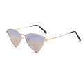 Fashionable triangle metal sunglasses with gold frame and gradient blue-brown lenses - Gold Frame Blue Yellow Gradient Lens