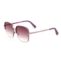 Square metal sunglasses with purple gradient lenses and hollow floral patterned temples - Purple Gold Frame Gradient Purple Lens