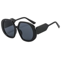 Oversized black hexagonal sunglasses with dark grey lenses in a retro street style - Black Frame Black Grey Lens