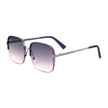 Oversized square sunglasses with gradient blue-pink lenses and gold filigree temples - Blue Gold Frame Grey Yellow Gradient Lens