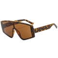Oversized square tortoise shell flat top sunglasses with gradient brown lenses - Tortoiseshell Frame Tea Lens