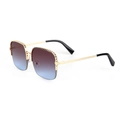 Golden metal square sunglasses with woven texture frame and gradient lenses - Gold Frame Gradient Gray Blue