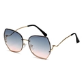 Chic sunglasses with pink blue gradient lenses and wavy golden metal frame - Gold Frame Green Pink Lenses