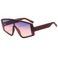 Futuristic square oversized sunglasses with purple gradient lenses and dark red frame - Burgundy Frame Grey Pink Lens