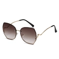 Chic oversized metal sunglasses with gradient brown lenses and unique wavy temples - Gold Frame Coffee Lens