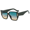Chic irregular oversized sunglasses with black frame and orange-blue gradient lenses - Black Frame / Blue-Yellow Lens