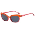 Retro cat-eye sunglasses with red orange gradient frame and dark grey lenses in 45-degree view - Orange Pink Frame Grey Lens