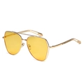 Gafas de sol de aviador irregulares con montura de metal dorado y cristales amarillos - Patillas Doradas Lentes Amarillas