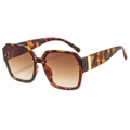 Vintage oversized square sunglasses with brown tortoiseshell frame and quilted temple detail - Tortoiseshell Frame Tea Lens