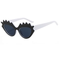 Occhiali da sole cat-eye retrò con montatura seghettata bianca e nera e lenti grigie fashion - Montatura Nero Bianco Lenti Nero Grigio