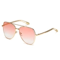 Gafas de sol de metal dorado con doble puente y lentes degradadas de color rosa - Patillas Doradas Lentes Rosa Degradado