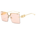 Chic rimless square sunglasses featuring light pink lenses and light gold metal frame - Gold Frame Champagne Lens