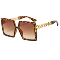 Tortoiseshell square frame sunglasses with gold Greek key metal temples and brown lenses - Tortoiseshell Frame Tea Lens