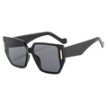 Chic black oversized hexagonal sunglasses with decorative gold metal accents on the frame - Black Frame Black Grey Lens