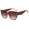 Chic oversized square sunglasses featuring a brown gradient frame and temples - Brown Tea Frame Tea Lens