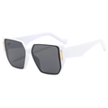 Oversized white irregular geometric sunglasses with thick frames and dark grey lenses - White Frame Gray Lens