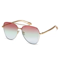 Gold metal oversized pilot sunglasses featuring pink and blue gradient lenses - Gold Temples Pink to Gray Gradient Lenses