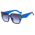 Fashion irregular sunglasses with translucent blue frame and gradient purple lenses - Blue Frame Grey Lens