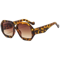 Occhiali da sole oversize irregolari con montatura leopardata e lenti marroni sfumate - Montatura Tartarugata Lente Tè