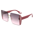 Fashionable oversized square sunglasses with burgundy frame and purple gradient lenses - Claret Temple Gray Pink Gradient Lens