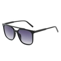 Classic aviator sunglasses with black frame and purple gradient lenses for women - Black Frame Double Gray Lens