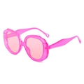 Fashionable peach pink translucent diamond sunglasses with retro Y2K aesthetics - Red Frame Pink Lens