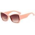 Occhiali da sole cat-eye rosa pesca da donna con lenti sfumate marroni alla moda - Montatura Rosa Lente Tè