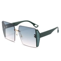 Fashion square oversized sunglasses with dark green temples and blue gradient lenses - Green Temple Gradient Blue Lens
