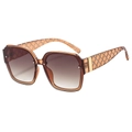 Brown gradient lenses sunglasses with tea transparent frame and quilted texture temples - Champagne Frame Coffee Lens