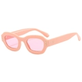Trendy retro pink chunky frame sunglasses with gold studs and tinted lenses for women - Pink Frame / Pink Lens