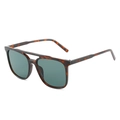 Vintage tortoiseshell square aviator sunglasses with a double bridge and dark lenses - Leopard Frame Dark Green Lens