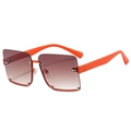 Square semi-rimless sunglasses in bright orange frame with gradient brown lenses - Orange Frame Tea Lens