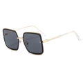 Fashionable square metal frame sunglasses for women with black and gold color block design - Gold Frame Grey Lens