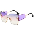 Frameless oversized sunglasses with purple to yellow gradient lenses and gold metal temples - Gold Frame Blue Yellow Gradient Lens