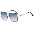 Square metal sunglasses with gradient lenses and diamond-set V logo on gold frames - Silver Frame Green Pink Lens