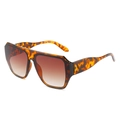 Retro oversized square tortoiseshell sunglasses with brown gradient lenses for women - Leopard Frame Gradient Brown Lens