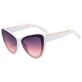 Lunettes de soleil œil de chat, monture blanche, verres dégradés et détails dorés - Monture Noir et Blanc Verres Gris Rose