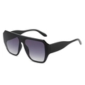 Modern flat top oversized square sunglasses with gradient lenses and thick temples - Black Frame Double Gray Lens