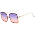 Golden square metal sunglasses with purple and orange gradient lenses for women - Gold Frame Purple Yellow Lens
