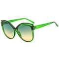 Lunettes de soleil papillon vert translucide avec bord noir et verres dégradés - Monture Verte Verres Vert Jaune