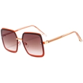 Square orange gradient lens sunglasses with intricate gold hollow metal temples - Orange Frame Gradient Tea Lens