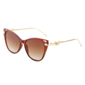Occhiali da sole chic cat eye con montura ambra tartarugata e dettagli a farfalla dorata - Montatura Tè Scuro Lente Tè Sfumata