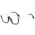 Stylish large frame blue light blocking glasses with black and gold metal optical frame - Black Gold