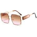 Chic oversized square metal sunglasses with gradient lenses and tortoise temple tips - Gold Frame Tea Pink Gradient Lens