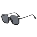 Modern square oversized sunglasses with black frame and dark grey lenses for a chic look - Black Frame Grey Lens