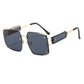 Chic oversized square metal sunglasses with gold frames and dark lenses for women - Gold Frame Grey Lens