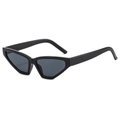 Occhiali da sole cat-eye retrò con montatura nera poligonale e lenti scure - Montatura Nera Lenti Grigie